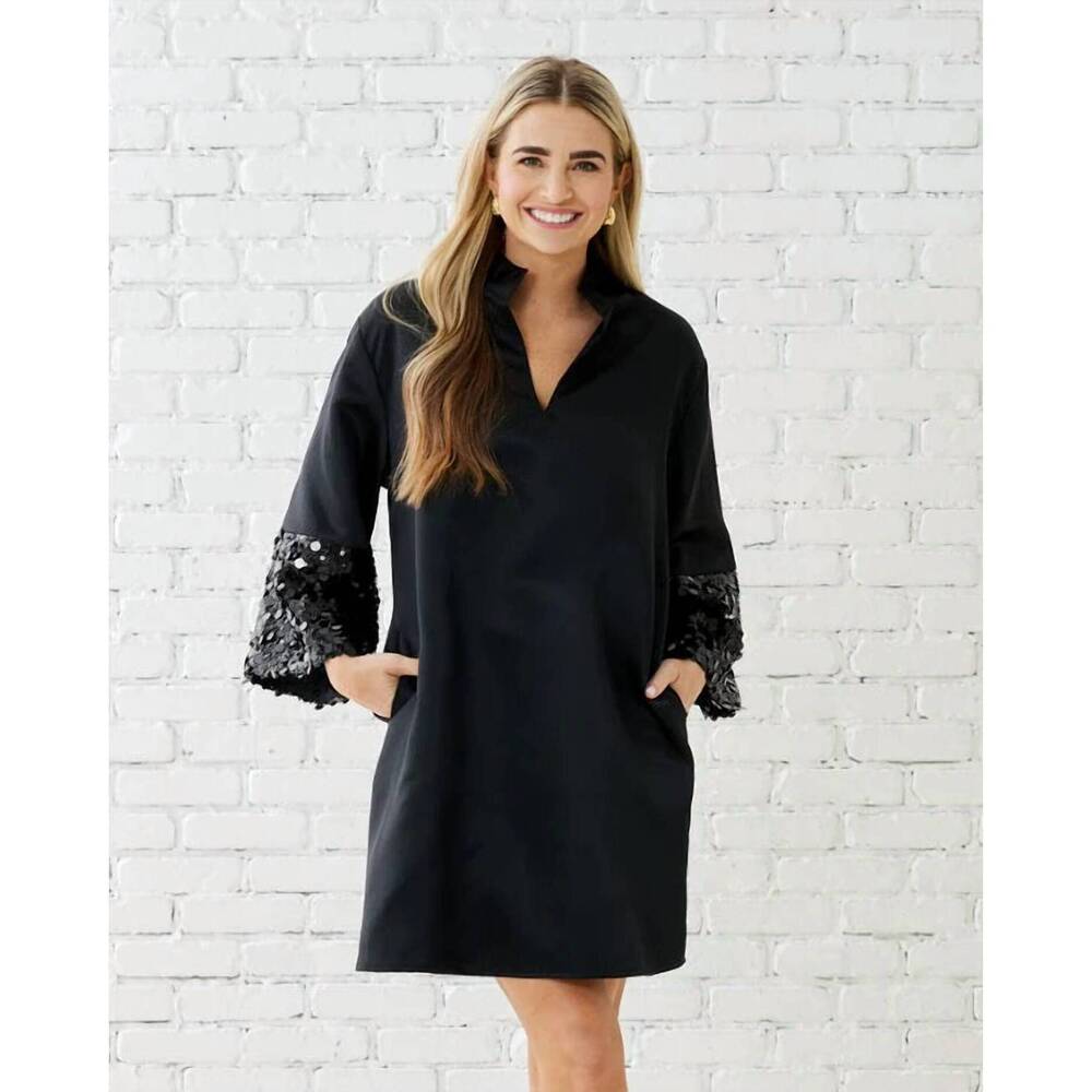 NEW CARYN LAWN keri sparkle dress in black